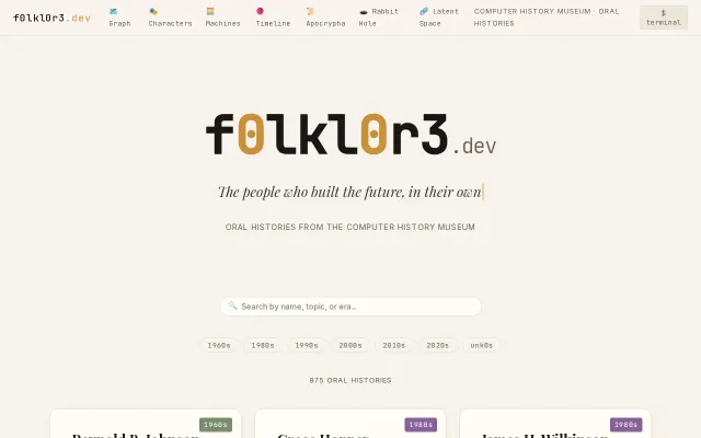 F0lkl0r3.dev – a searchable, interlinked map of computing history