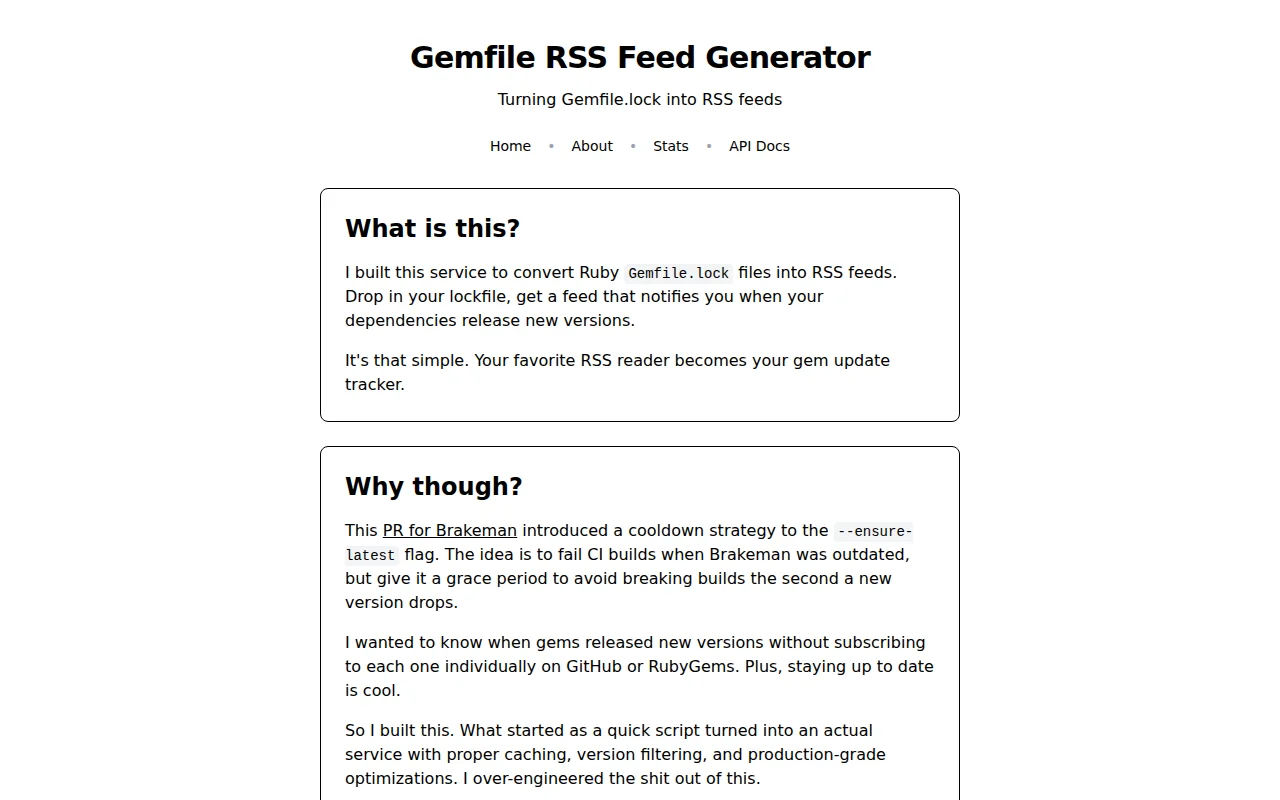 Gemfile RSS Feed Generator