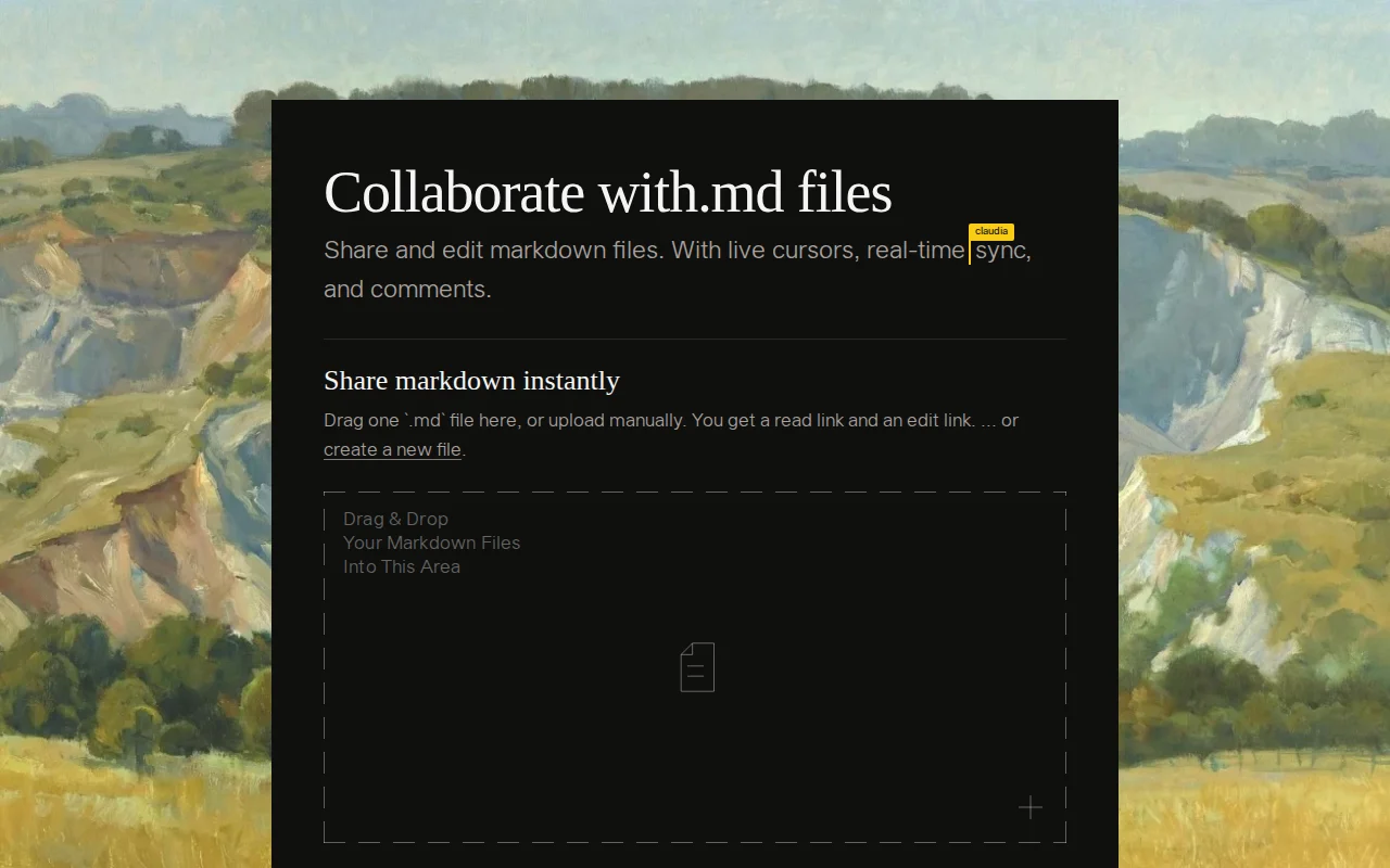 Share and edit Markdown files with instant sync and comments