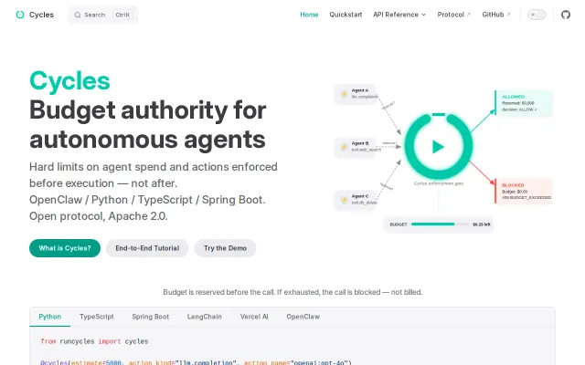 Cycles – hard limits on agent actions before execution