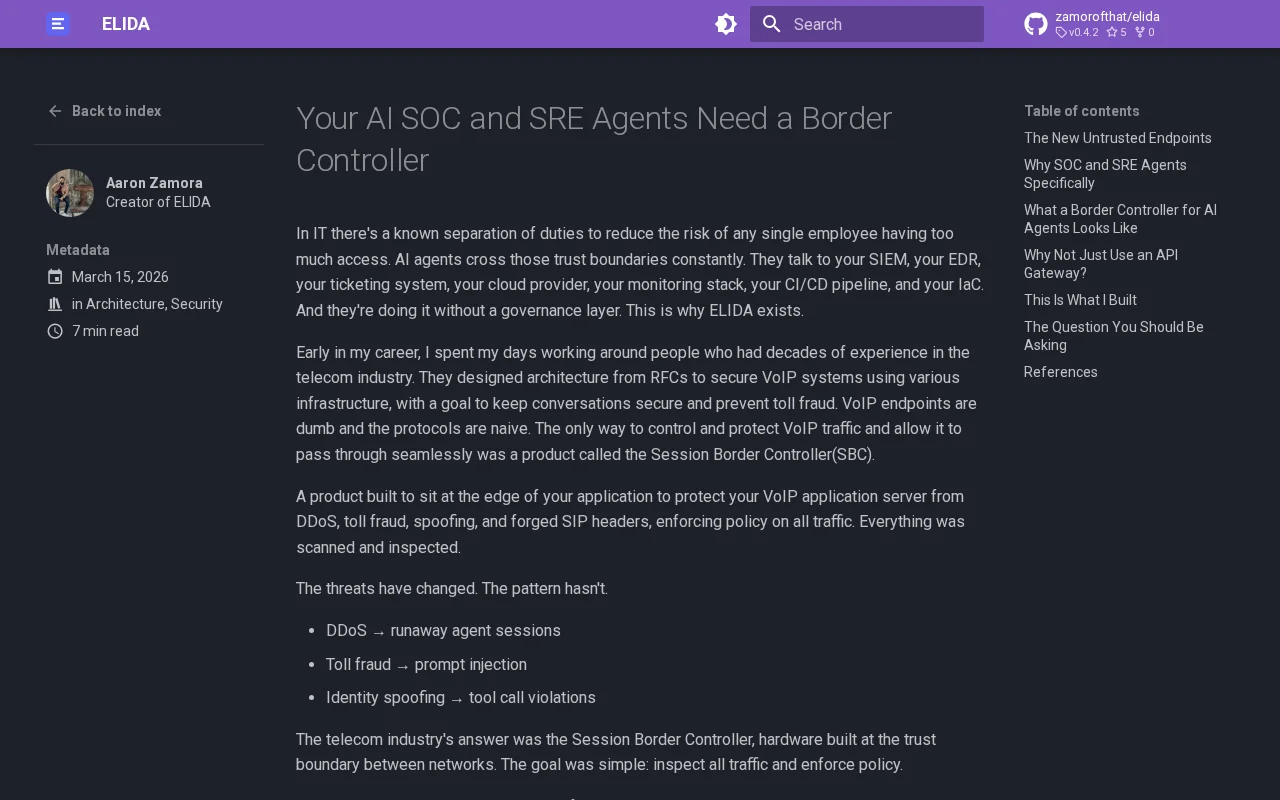 Elida – Session Border Controller for AI Agents