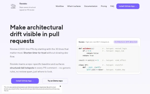 Revieko – PR check that flags architectural drift in long-lived repos