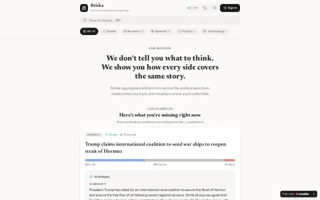Bricka – compare how news outlets frame the same story