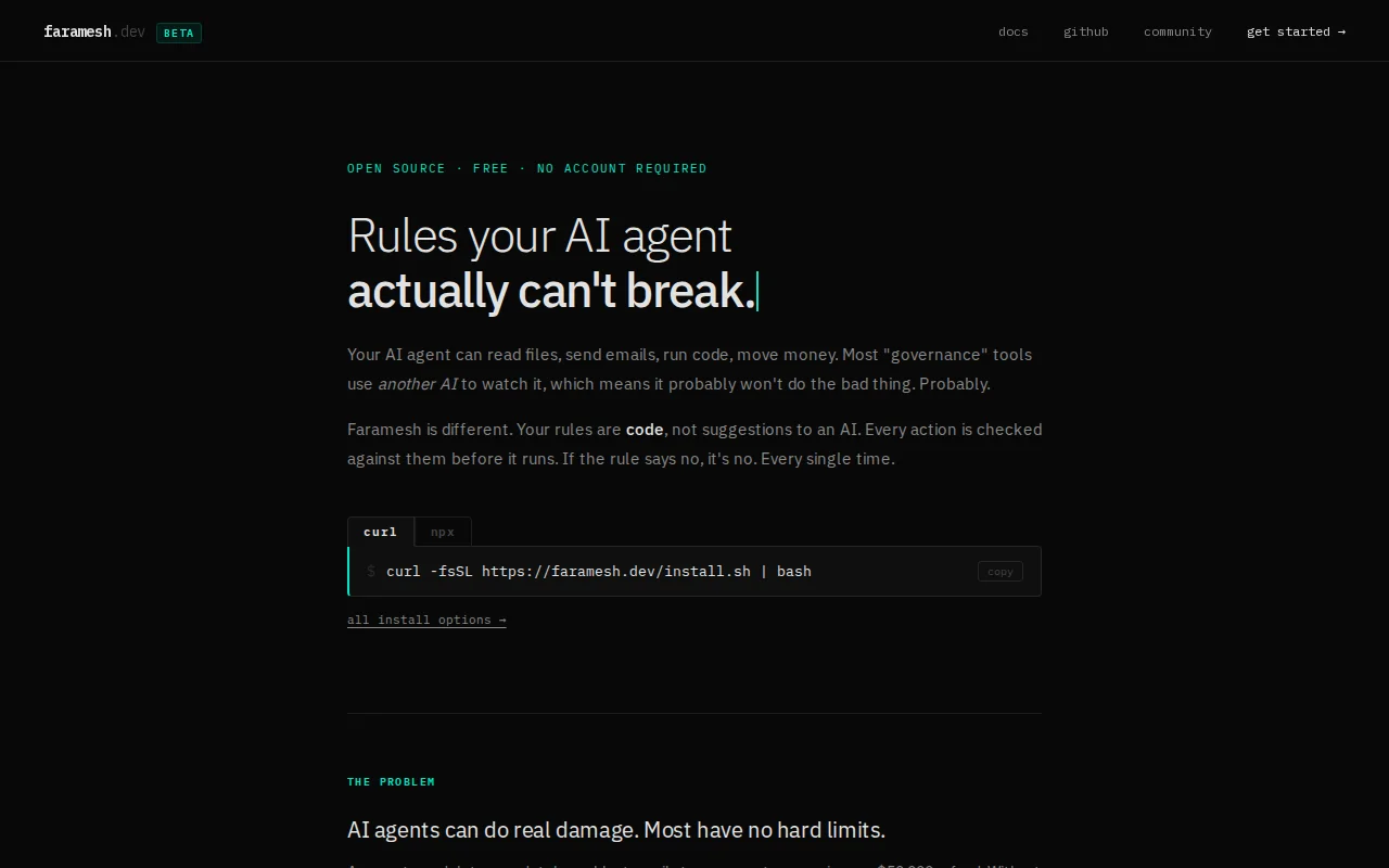 Faramesh – open-source runtime enforcement for AI agents