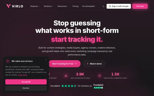 I built a short-form content intelligence tool for media buyers