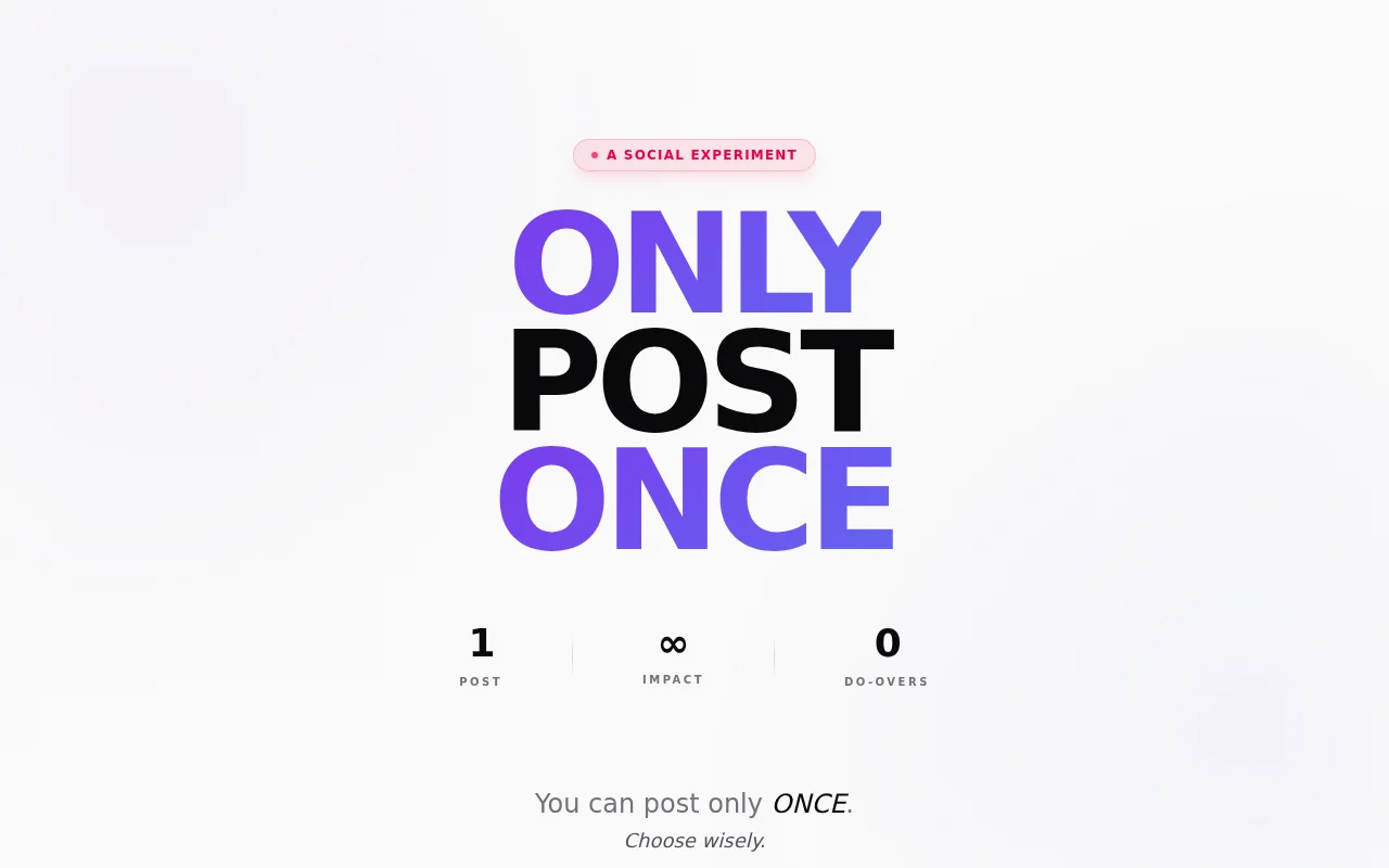 Website lets you post only once for life