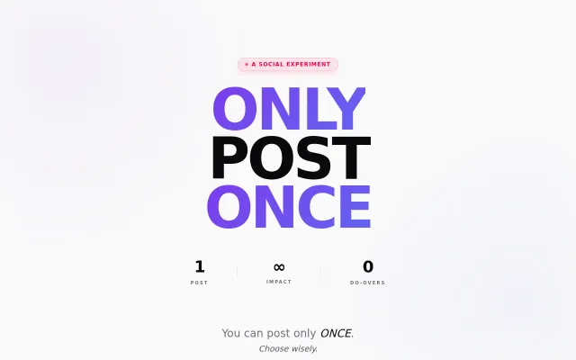 Website lets you post only once for life