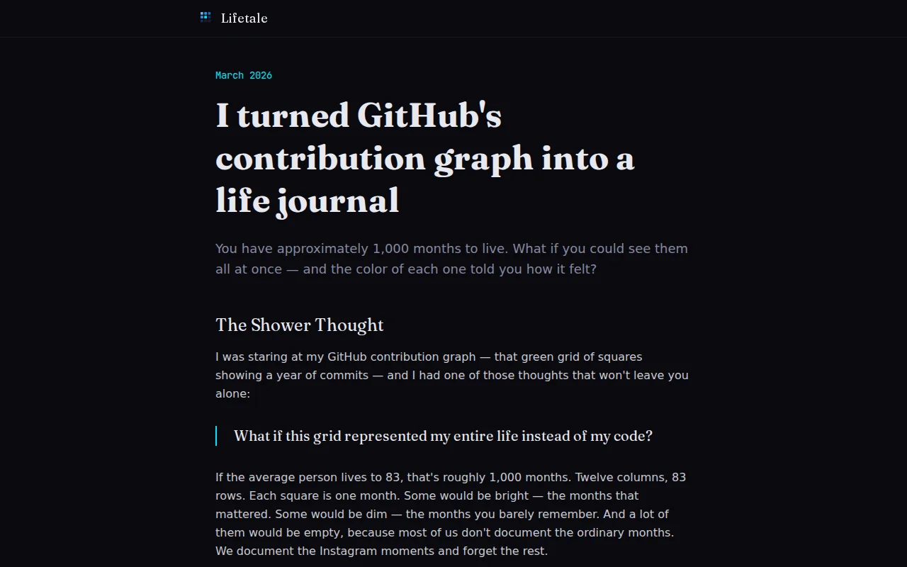 I turned GitHub's contribution graph into a life journal