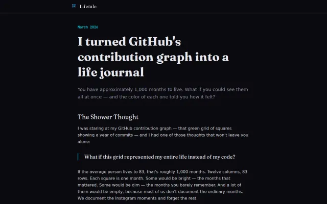 I turned GitHub's contribution graph into a life journal
