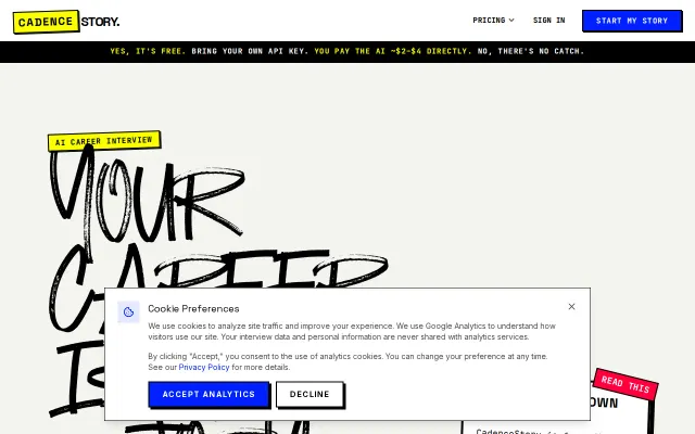 Free BYOK career interview that builds your story file