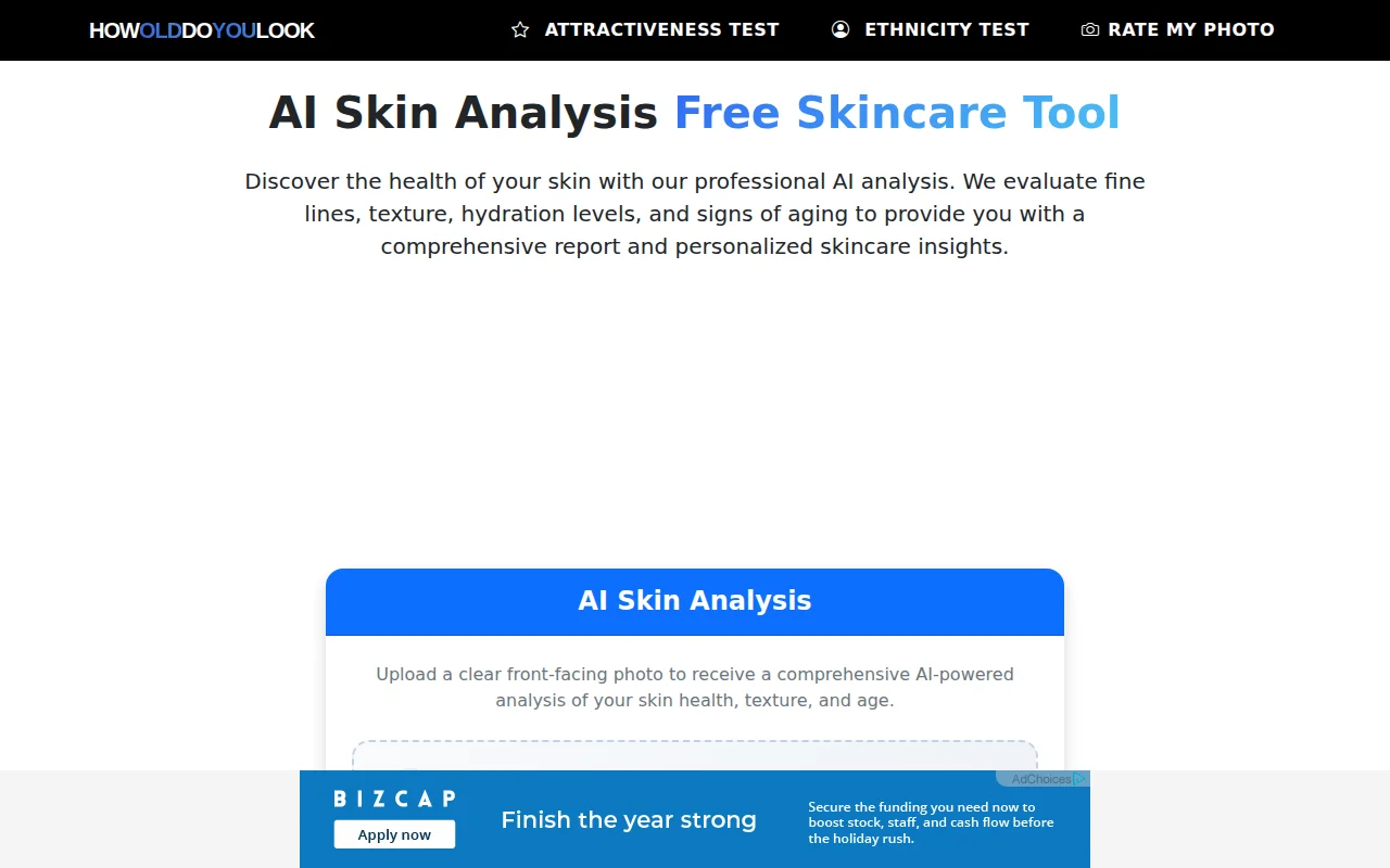 Get a quick skincare analysis by uploading a photo