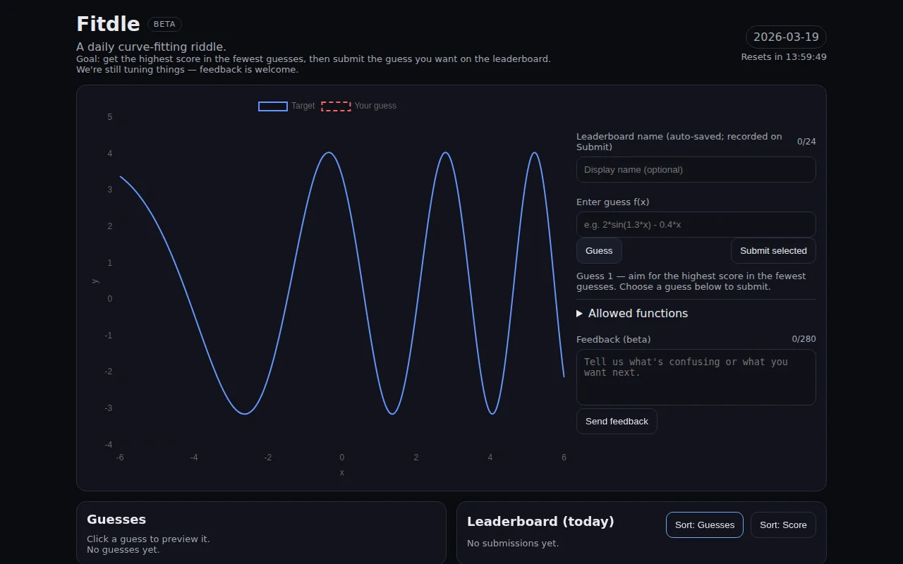 Fitdle – A Curve Fitting Contest