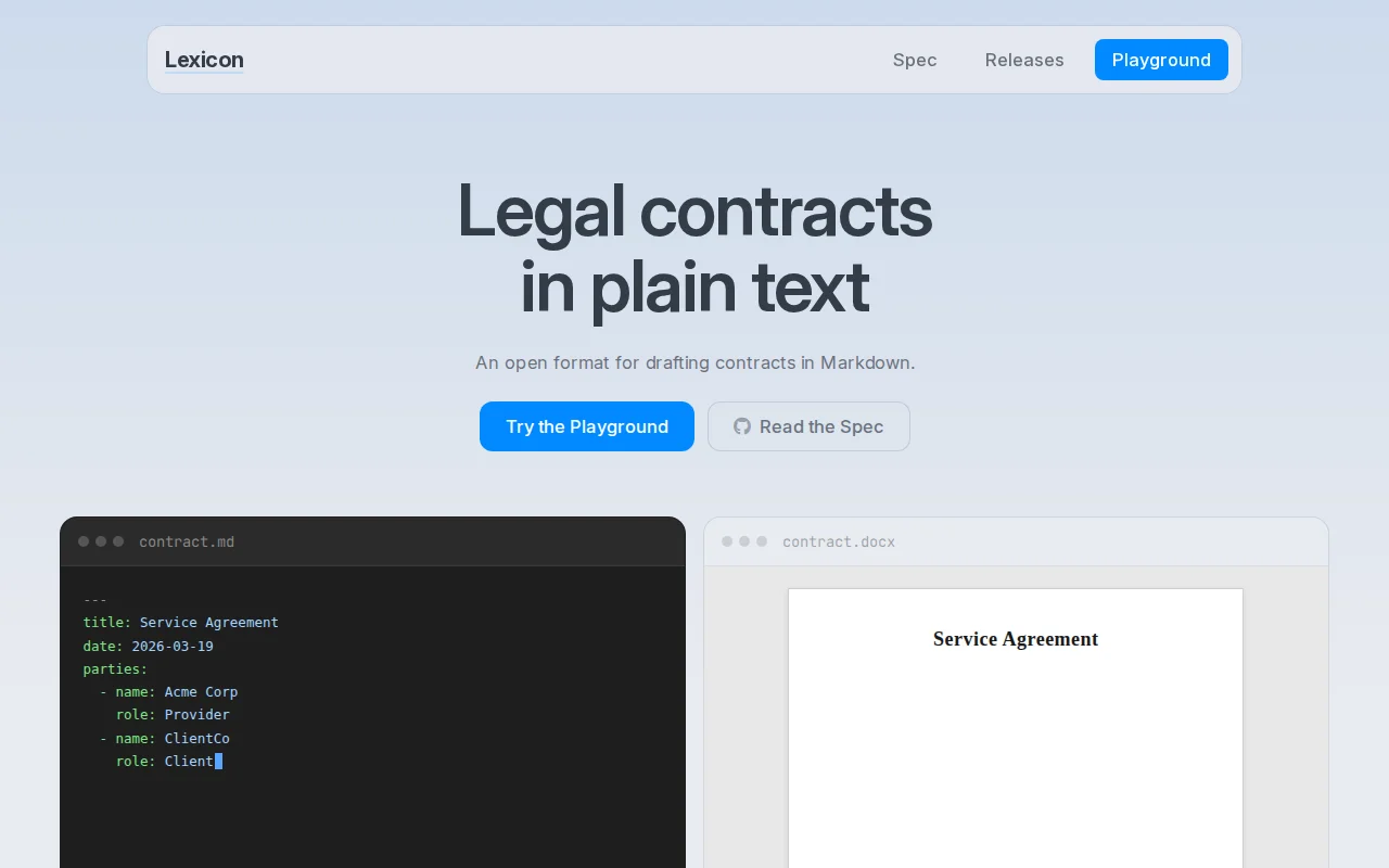 Lexicon – Write legal contracts in Markdown