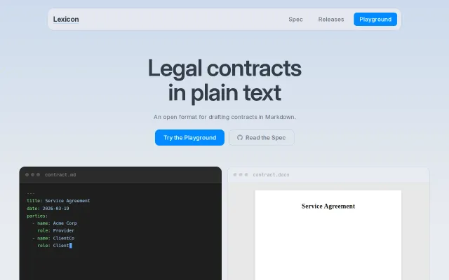 Lexicon – Write legal contracts in Markdown