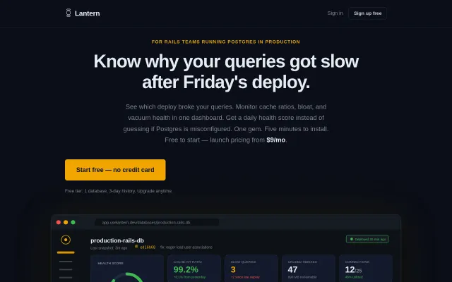 Lantern – See which deploy slowed your Postgres queries ($9/mo)