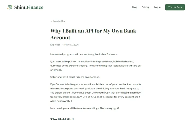 I built an API for my own bank account