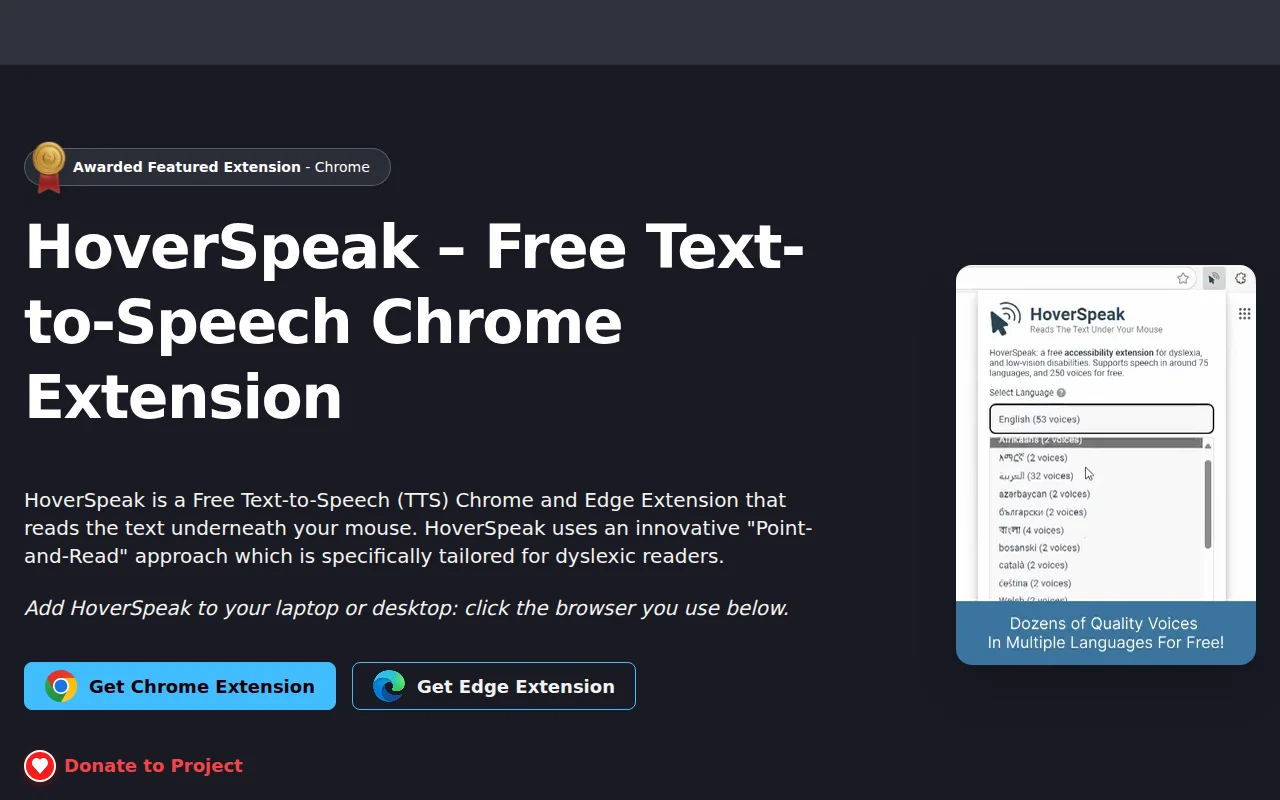 Dyslexia-oriented TTS reader for Chrome