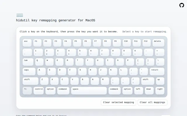 A GUI configurator for hidutil, the native macOS keyboard editor