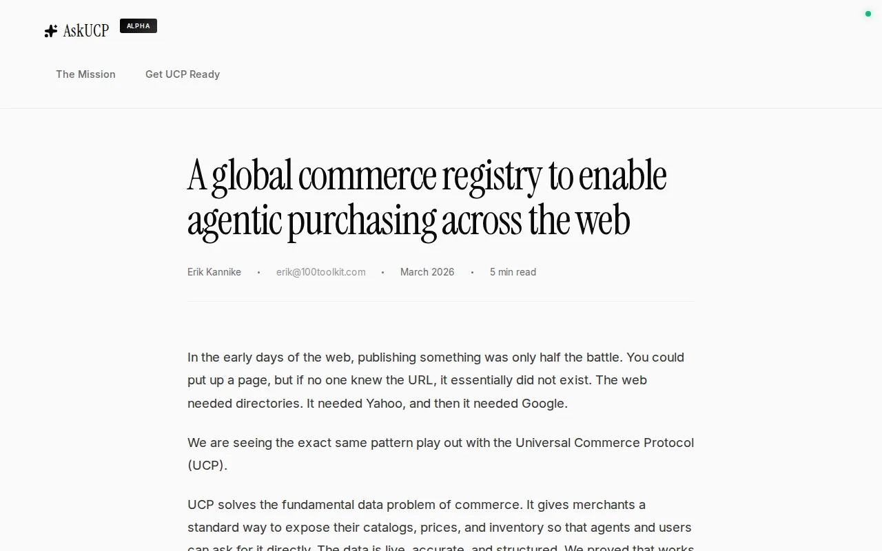 A global commerce registry to enable agentic purchasing across the web