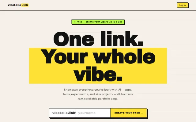 Vibefolio – a place to showcase your vibecoded projects