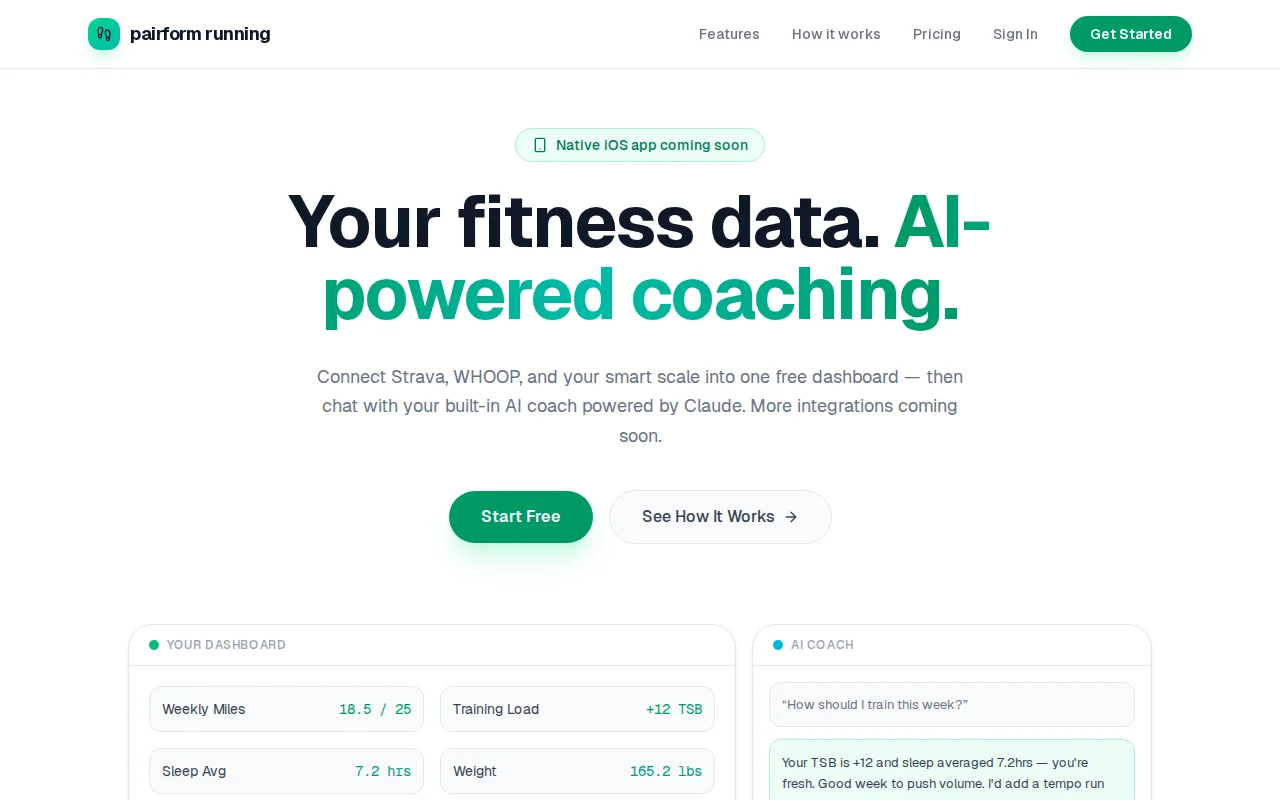 Pairform Running – Great AI coaching with excellent fitness context