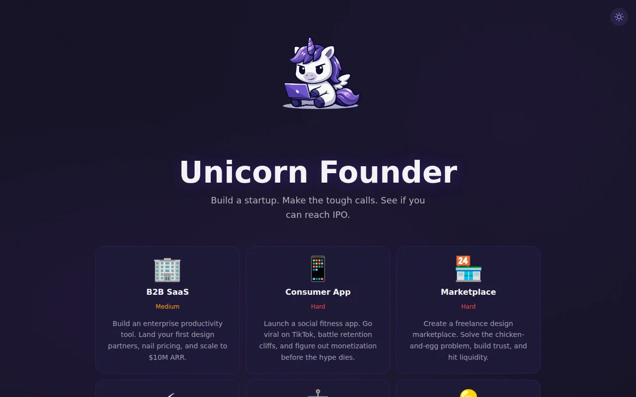 Unicorn Founder Game: Can you build the next unicorn?