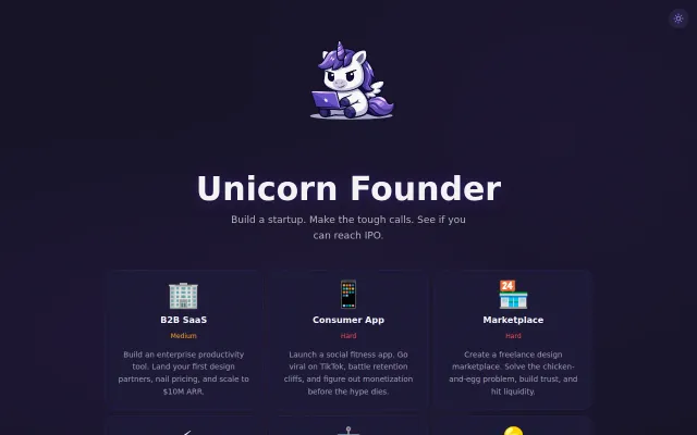 Unicorn Founder Game: Can you build the next unicorn?