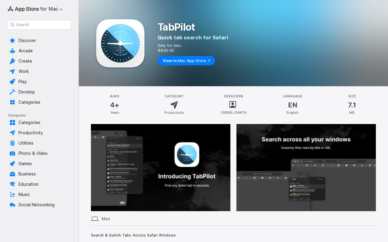 TabPilot – Search across Safari tabs and windows