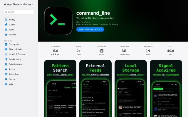 Command_line – a fast, terminal-style Hacker News app
