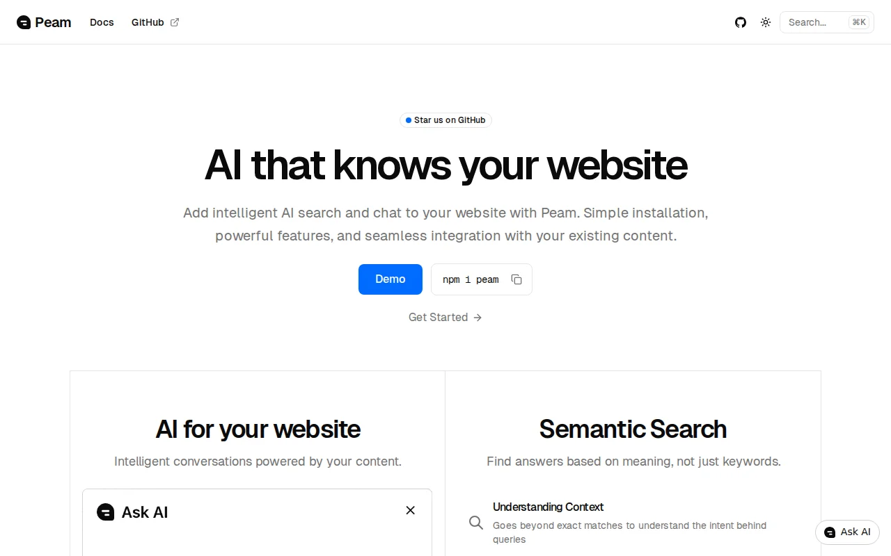 Peam – AI that knows your website