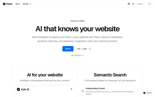 Peam – AI that knows your website