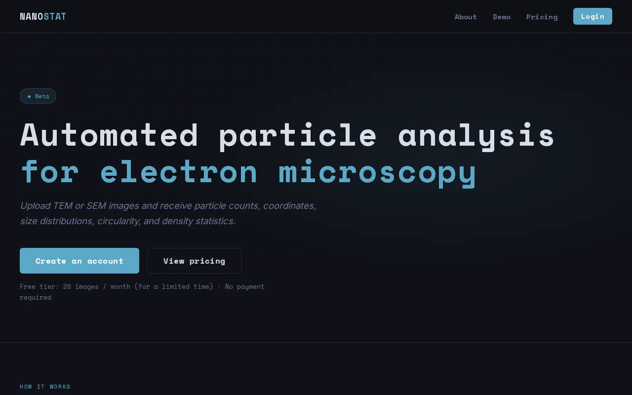 Nanostat – automated particle analysis for electron microscopy images