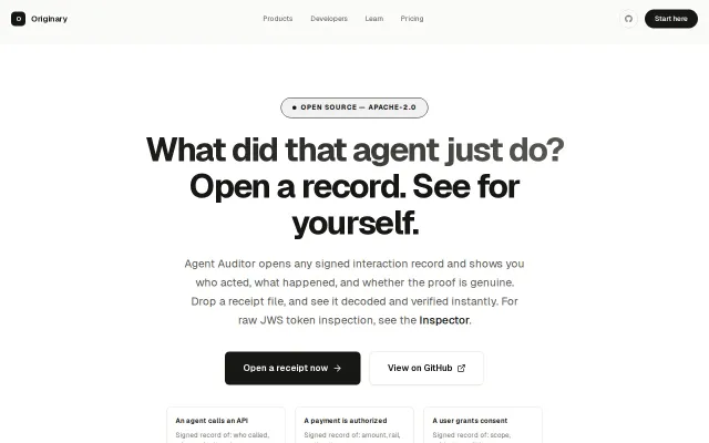 Agent Auditor: verify signed agent, API, and MCP records offline