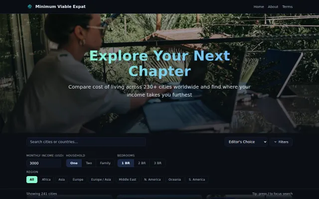 Minimum Viable Expat – a free, simpler alternative to Nomad List
