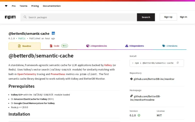 Valkey-native semantic cache with OTel and Prometheus built in