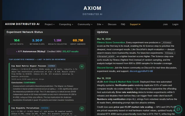 A BOINC project where AI designs and runs experiments autonomously