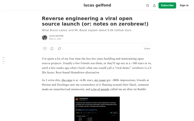 Reverse engineering a viral open-source launch (or: on zerobrew)