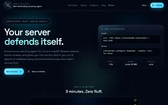 Inner Warden, self-defending server with eBPF and AI