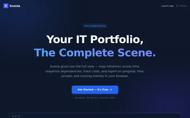 Scenia – open-source IT portfolio planning, runs in browser