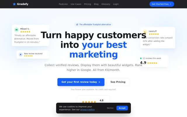 Gradefy – Affordable review platform, Trustpilot alternative