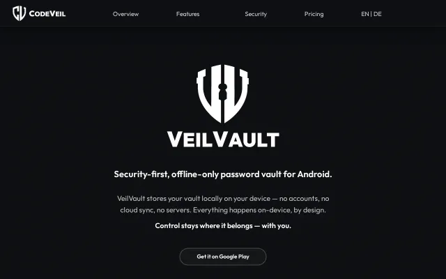 VeilVault – an Android password manager built to stay local