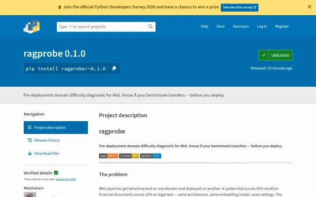 Ragprobe – measure RAG domain difficulty before deploying,no embeddings