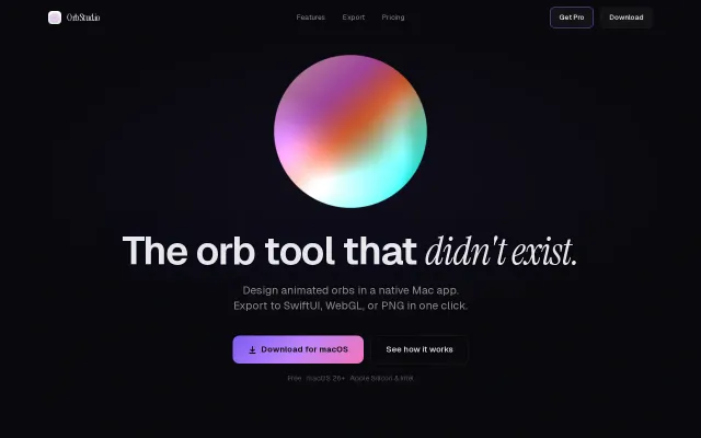 OrbStudio Native Mac app for designing animated orbs with code export