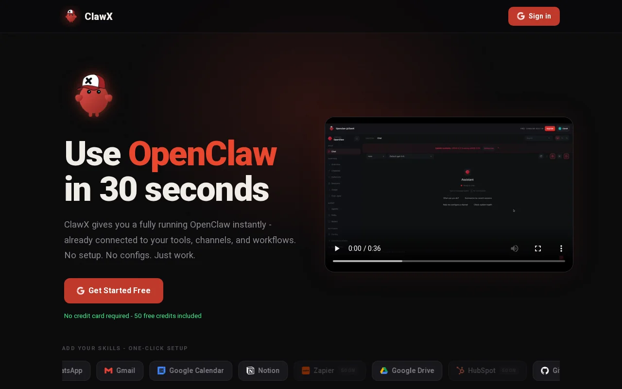 ClawX – OpenClaw Instance in 30s