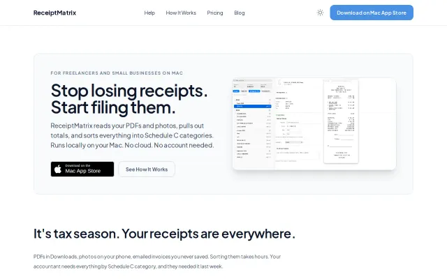 ReceiptMatrix – Local-only receipt organizer for Mac freelancers