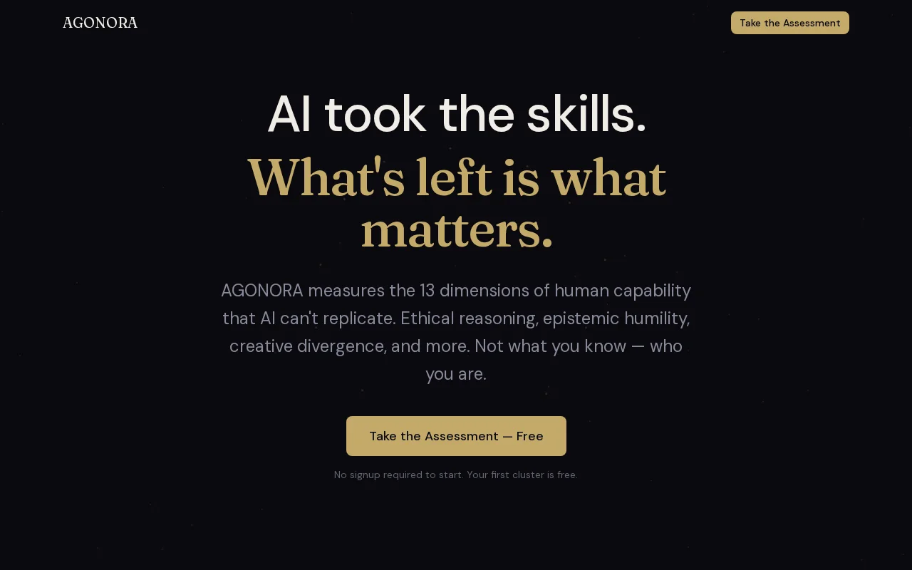 Agonora – Character benchmarking for the post-AI job market