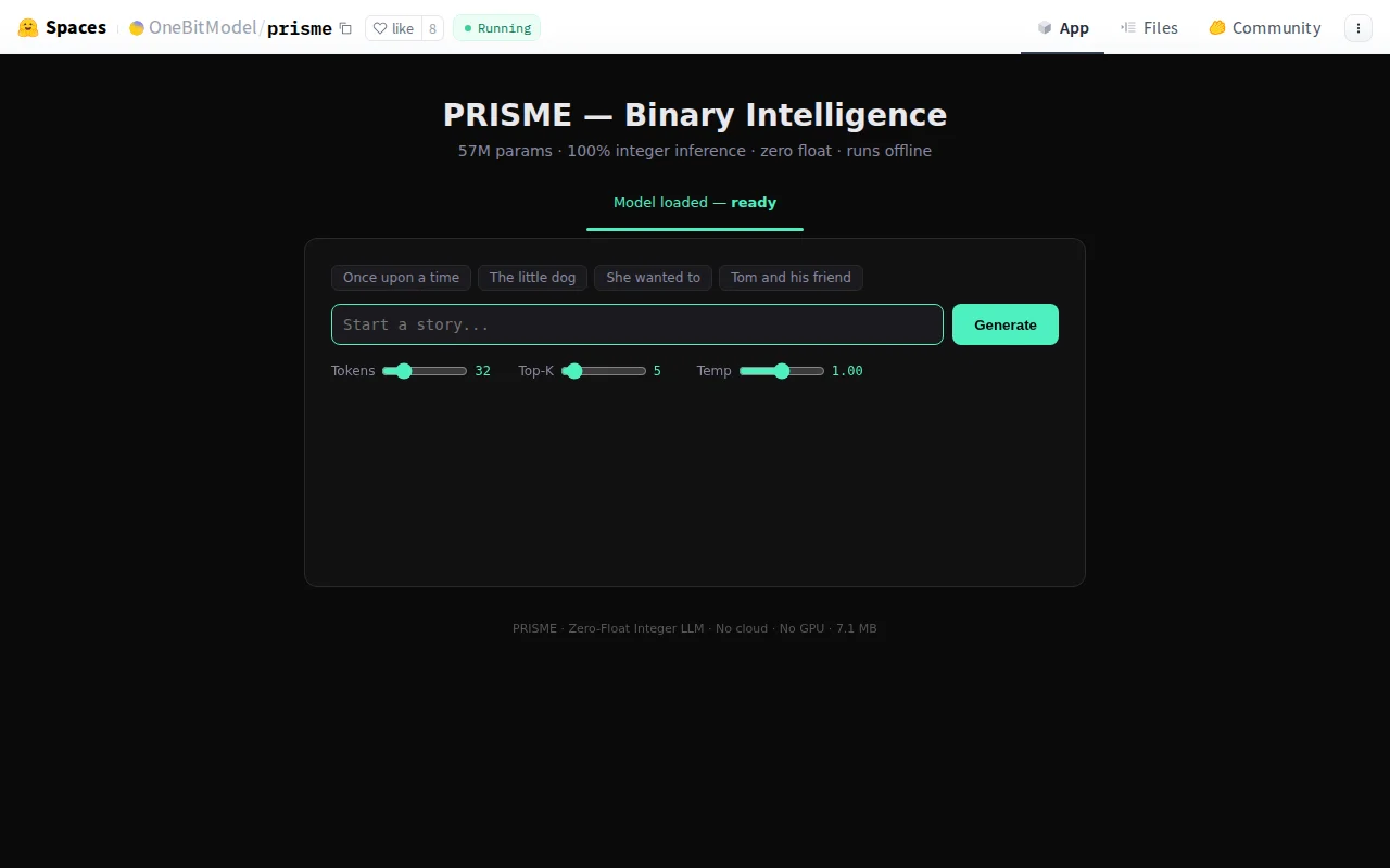 7MB binary-weight LLM running in the browser, no FPU needed