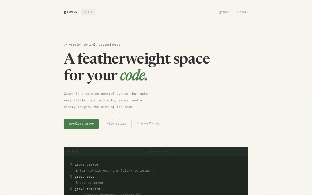Grove – Homemade Version Control, 1mb binary, written in Rust