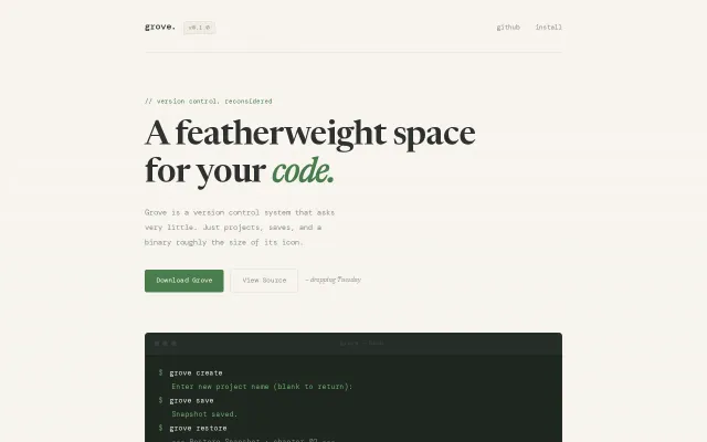 Grove – Homemade Version Control, 1mb binary, written in Rust