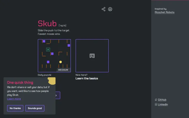 Skub – a sliding puzzle browser game